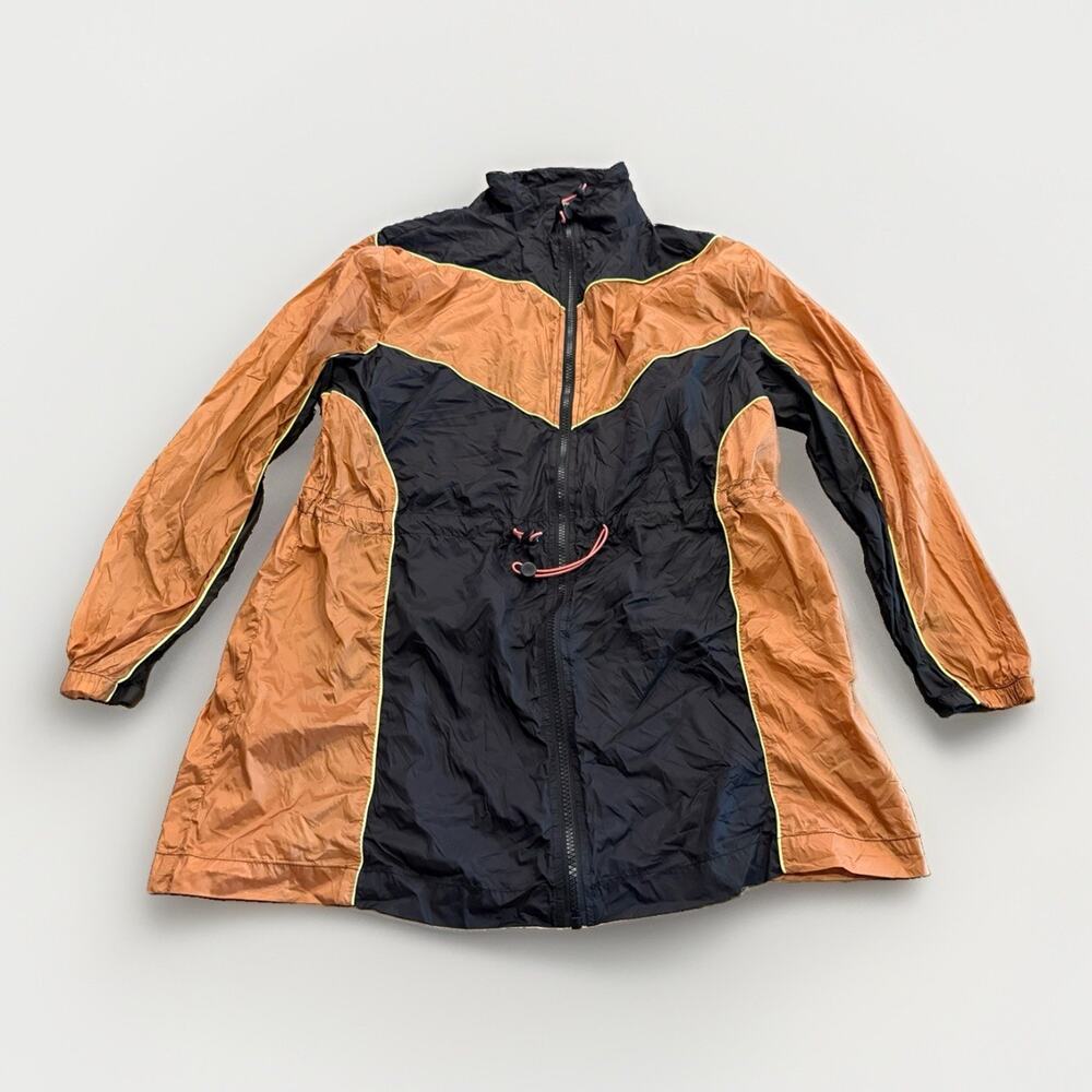 Urban Outfitters Womens Orange Black Colorblock Windbreaker Full Zip Jacket S